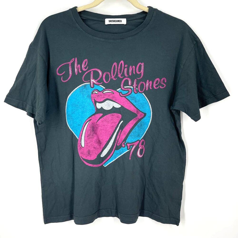 Daydreamer Rolling Stones 78 Ticket Boyfriend Tee Small Vintage Black